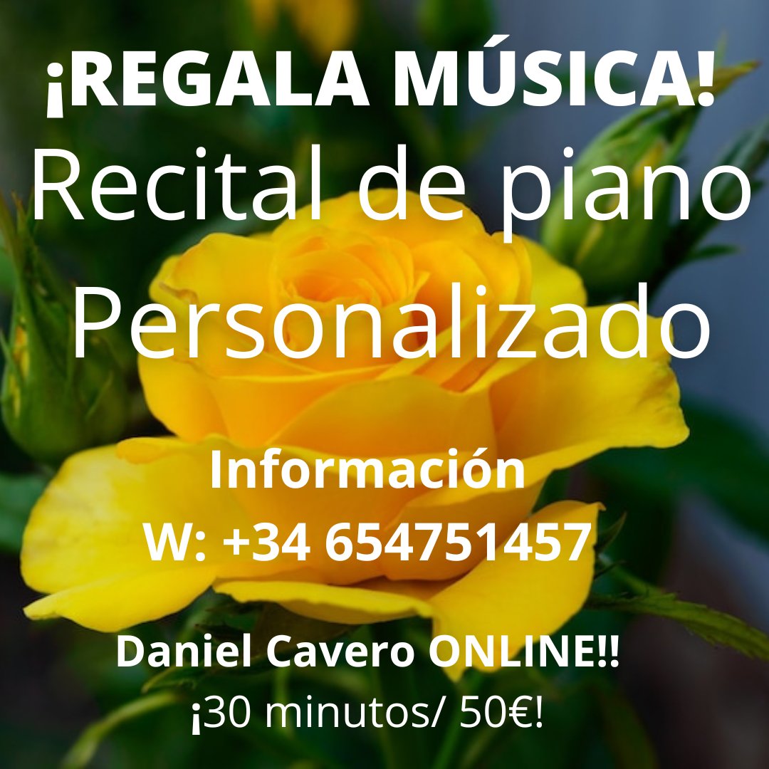 DanielCavero12's tweet photo. Regala algo original,bello, único...Regala un recital de piano personalizado. Día del padre, cumpleaños,etc. Los temas que más le gusten,que le traigan mejores recuerdos, tú eliges. Dos modalidades online: en directo a la hora elegida, o estreno diferido. 30 minutos de música https://t.co/ETXU9EBXkp