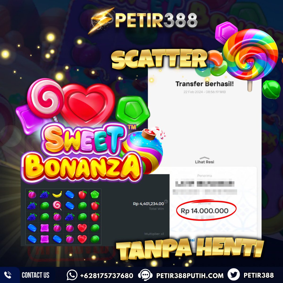 petir388's tweet photo. JACKPOT MAXWIN 14 JUTA HANYA ADA DI #PETIR388 
Selamat atas kemenangan PAUS #388GROUP
🎰UserID A******07 di PETIR388⚡️
📅 22 FEBRUARI 2024
💰 Rp 14.000.000.00
🎮 #SWEETBONANZA

🌐Hubungi kami 24/7
Whatsapp :https://t.co/poJoOnv7Sq
Facebook : https://t.co/IqE3P9bnIe
Telegram : https://t.co/syiEyrEXe6
Instagram : https://t.co/ZaLpobpxJ4
Info Terupdate : https://t.co/r3nSv5s9DO