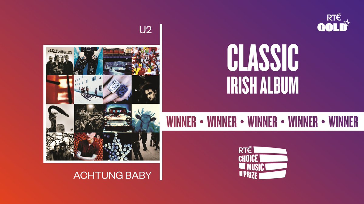 The RTÉ Choice Music Prize Classic Irish Album, in association with IMRO & IRMA, has just been announced on RTÉ Gold by Will Leahy.  The winning album is: Achtung Baby by @U2 💿 #RTEChoicePrize