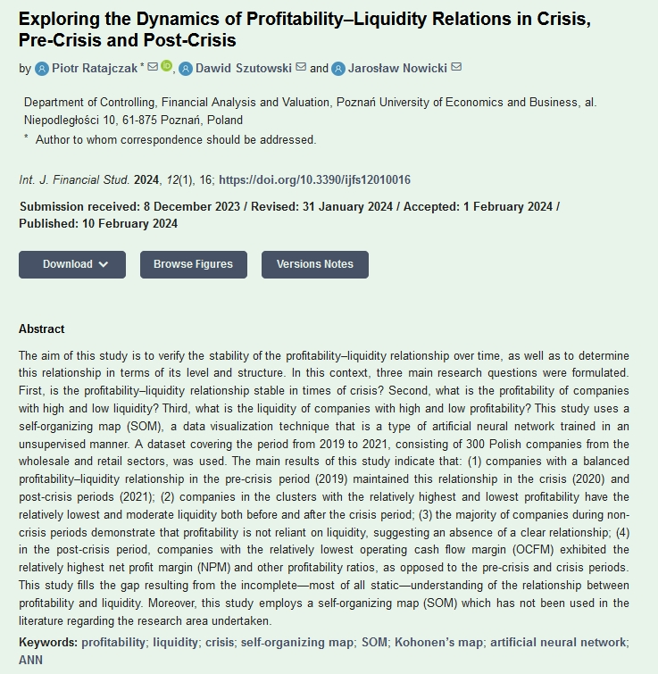 #recommendedreading 

Exploring the Dynamics of #Profitability–#Liquidity Relations in #Crisis, Pre-Crisis and Post-Crisis, by Piotr Ratajczak et al.  

🔗Link: mdpi.com/2227-7072/12/1…

#SOM #ArtificialNeuralNetwork #ANN