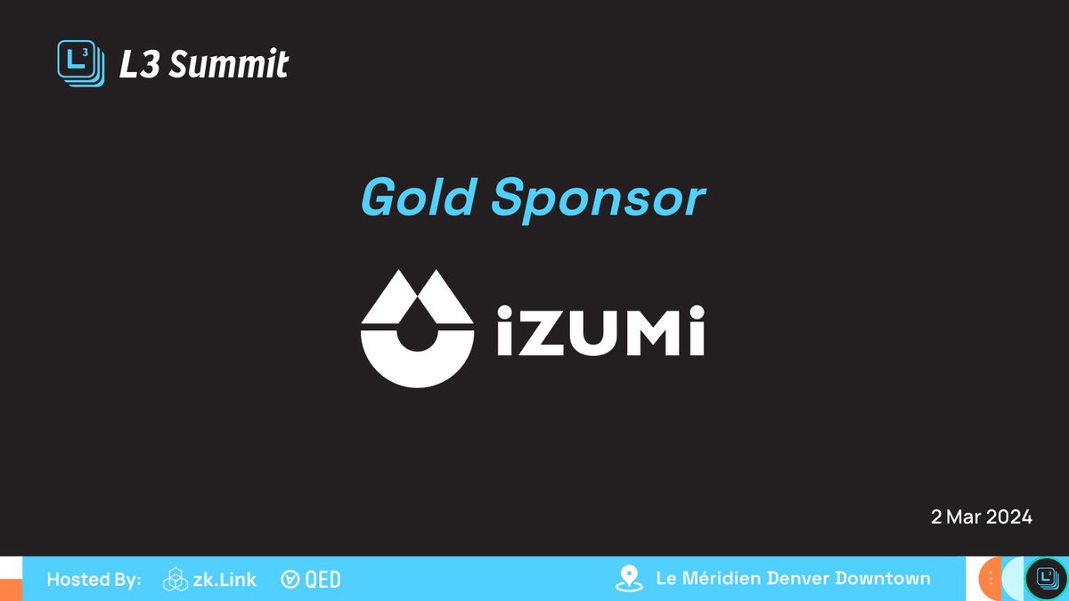AbstractionAIzk's tweet photo. Another Gold Sponsors at #L3Summit - @izumi_Finance!

​iZUMi Finance is a multi-chain DeFi protocol providing one-stop DEX-as-a-Service (DaaS). Liquidity Redefined!

Register now for the most-awaited side event during @EthereumDenver!
#Layer3

RSVP👉https://t.co/LOnfpUJDgb https://t.co/ZKoiApDojj