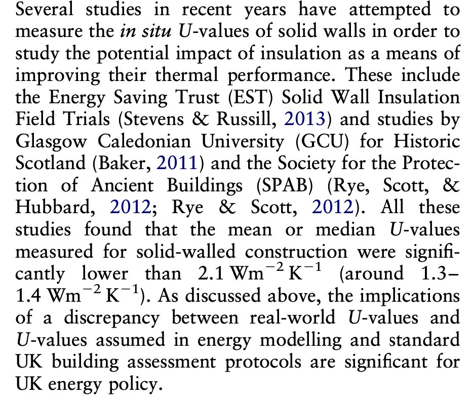 Ever wondered why a solid brick house needs less energy than expected? One reason is that CIBSE guidance is over- estimating the conductivity of your walls by 60%. Multiple studies completed over 10 years ago. @janrosenow @heatpolicyrich discovery.ucl.ac.uk/id/eprint/1452…