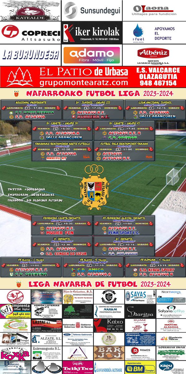 ⚽Partidos de este fin de semana de nuestros equipos! #aupaaltsasu🔴 ------------------------------------------------------ ⚽Gure taldeek asteburu honetan jokatuko dituzten partiduak! #aupaaltsasu🔴