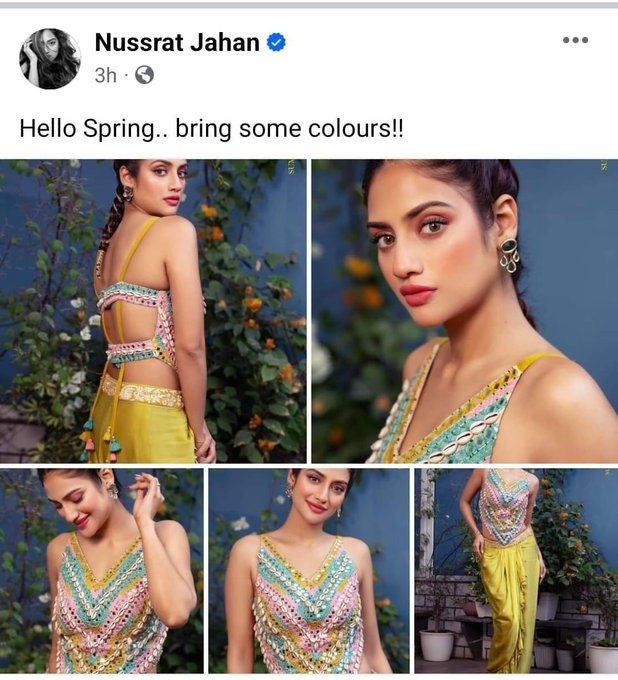 #Sandeshkhali MP #NusratJahan @nusratchirps is busy celebrating Spring while thousands of women in her Loksabha constituency demanding justice for the horrible atrocities committed on them by her party leader #ShahjahanSheikh and others