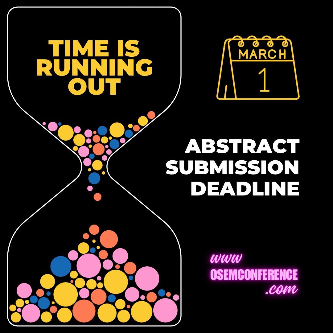 Dr. Priyadarshini Marathe (@priyamarathe10) on Twitter photo Abstract submission deadline!! <a href="/OSEM_Conference/">OSEM Conference</a> 2024!
More information on how to submit your abstract for poster presentation on osemconference.com
5 abstracts from all submitted will be selected for oral presentation. Abstract submission deadline!! <a href="/OSEM_Conference/">OSEM Conference</a> 2024!
More information on how to submit your abstract for poster presentation on osemconference.com
5 abstracts from all submitted will be selected for oral presentation.