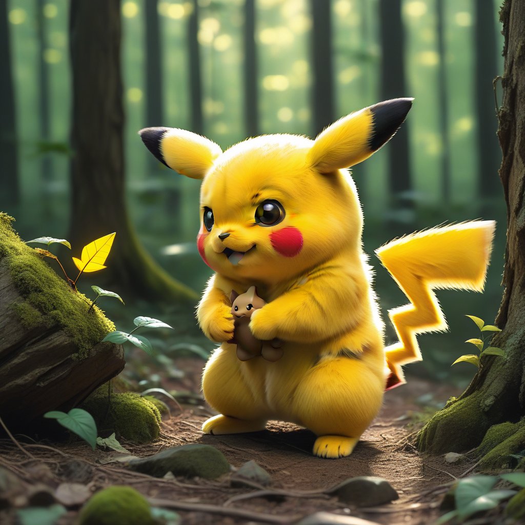 aiBildAgentur's tweet photo. Venture into the enchanting woods and discover Pikachu amidst the natural beauty. π³β‘οΈ This charming scene captures Pikachu in its element, surrounded by lush greenery and the tranquility of the forest. #PikachuAdventures #WoodsExploration #NatureMagic #PokemonInNature https://t.co/3Vvq6oFM9r