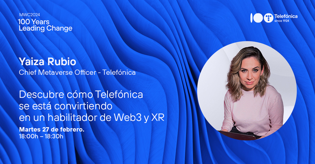 yrubiosec's tweet photo. ¡Comienza la cuenta atrás para el  #MWC24! Emocionada por regresar a Barcelona y ser parte del evento de tecnología más grande del mundo. Con mis compañeros de @Telefonica , compartiré las innovaciones de este año en #Web3, #Metaverso y tecnologías XR. ¡No te pierdas mi charla! https://t.co/z1p3aWmtWS