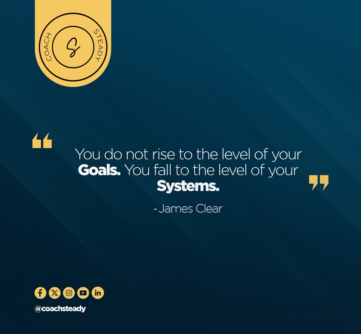 CoachSteady's tweet photo. Rise above the ordinary by crafting systems that Elevate your daily Actions. A visionary's journey is Paved with Intentional Structures, not just Aspirations.

#coachsteady

#motivation #inspiration #Goals #habits #systems https://t.co/hJApj030m8