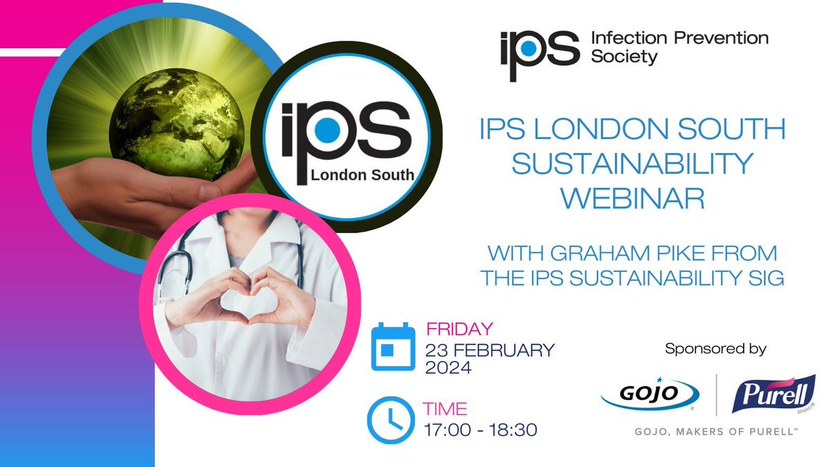 Are you joining us tomorrow for the #IPS London South #Sustainability #Webinar with Graham Pike @tweetiepike from the IPS Sustainability SIG

📅Friday 23 Feb
⏰17:00 – 18:30

FREE registration: buff.ly/4bes4Zk 

#IPC #InfectionPrevention #IPSEvents #IPSLonS24