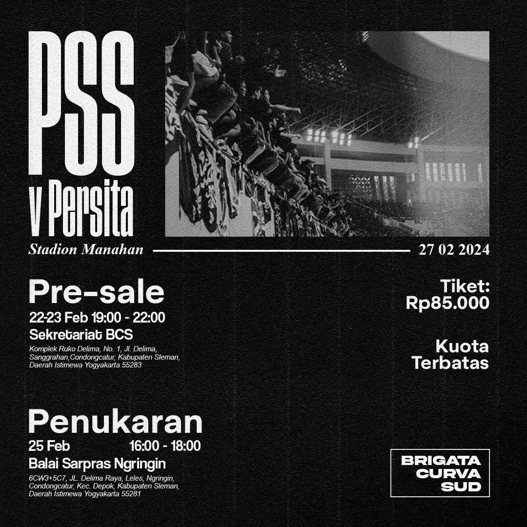 Sorak kemenangan sore ini, kawal terus hingga esok hari.

Berikut info grafis melawan Persita. Gas, ra nggo leren!