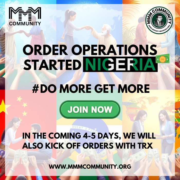 mmmcommunity24's tweet photo. We're thrilled to announce that order operations within the MMM Community have officially commenced, starting with Nigeria! In the coming 4-5 days, we will also kick off orders with TRX.

Chief Relations Officer (CRO), Mr. Victor, on 
Skype at live:.cid.200a377a674b97ce. https://t.co/bIpH2qt8gA
