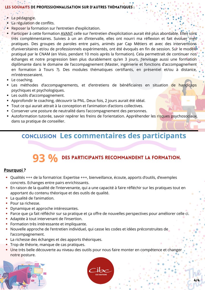 En 2023, <a href="/capmetiers/">Cap Métiers Nouvelle-Aquitaine</a> a souhaité que nous animions une action de #professionnalisation des acteurs néo-aquitains spécialisés dans le #conseil et l'#accompagnement.

Ont-ils été satisfaits ? A lire le bilan, la réponse est OUI !

[Merci <a href="/DoubletCibcSudA/">Marie-Hélène DOUBLET</a> et 👏 pour ces résultats ]