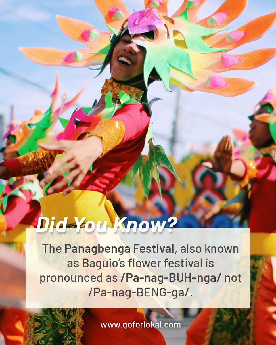 go4lokal's tweet image. Most of us have been pronouncing Panagbenga wrong all these years! 🙈 Now we know! 😀

#FunFactPh #GoForLokal #LocalPh #Philippines