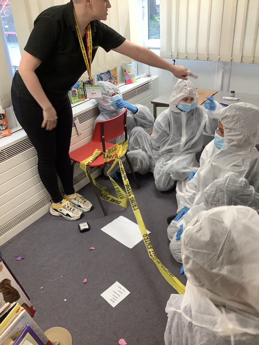 NewMillJrSchool's tweet photo. To help preserve the evidence, we have donned our Personal Protective Equipment (PPE) and are ready to investigate the crime scene. #NMJSScience @ThinkForensic https://t.co/MVwys8woAa