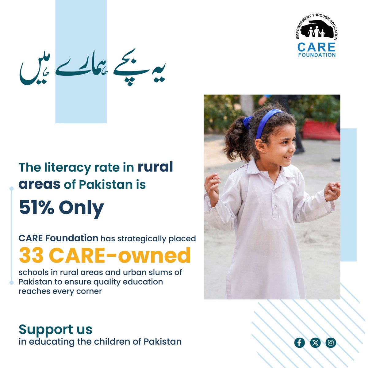 CARE schools are not mere campuses, they are the launchpads of dreams for every child. 💙Support CARE Foundation and make education a reality for every child in Pakistan.

#CAREFoundation #EducationForAll #EmpowermentThroughEducation #CAREOwnedSchools #WeCARE #YehBachayHamaryHain