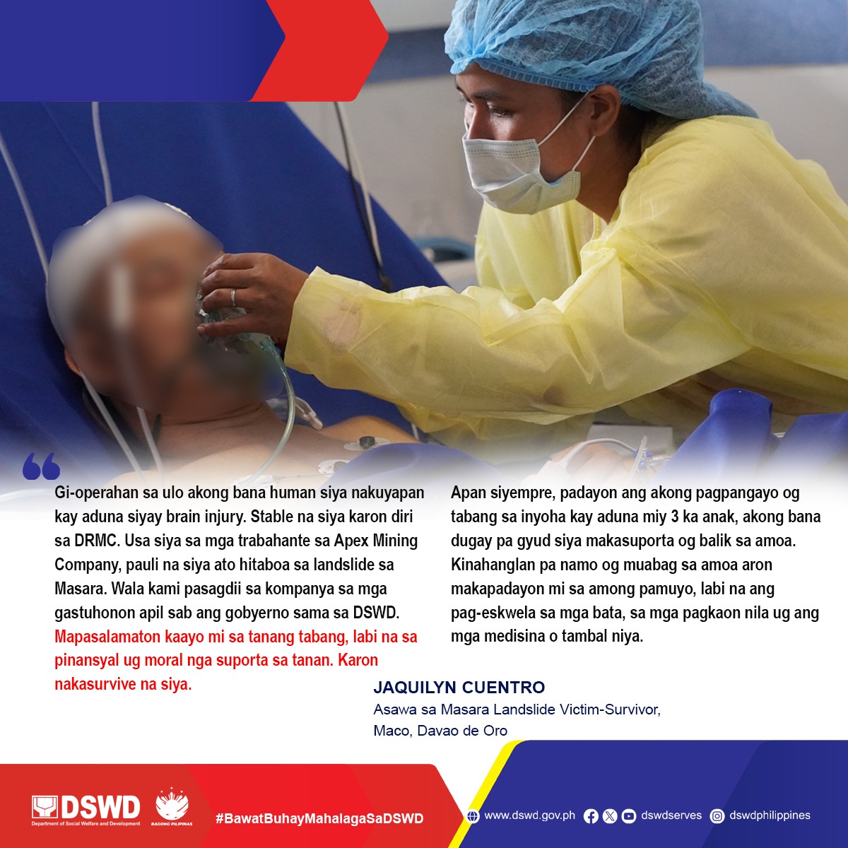 dswdxi's tweet photo. 𝗢𝗡𝗦𝗘 𝗨𝗣𝗗𝗔𝗧𝗘 | 𝗗𝗦𝗪𝗗 𝗻𝗮𝗴-𝗮𝗯𝗼𝘁 𝗻𝗴 𝘁𝘂𝗹𝗼𝗻𝗴 𝗽𝗶𝗻𝗮𝗻𝘀𝘆𝗮𝗹 𝘀𝗮 𝗠𝗔𝗦𝗔𝗥𝗔 𝗟𝗔𝗡𝗗𝗦𝗟𝗜𝗗𝗘 𝘃𝗶𝗰𝘁𝗶𝗺-𝘀𝘂𝗿𝘃𝗶𝘃𝗼𝗿
Read more: https://t.co/Vw4y6rf1zu
#BawatBuhayMahalagaSaDSWD https://t.co/IFnC6T0O3w
