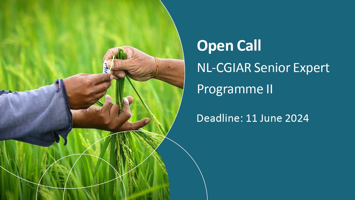 The call for Senior Experts of the NL-CGIAR Senior Expert Programme II is now open. The aim of the SEP is advancing knowledge and enhancing innovation for global food and nutrition security (SDG2) through cooperation between the Netherlands and CGIAR. nwo.nl/en/news/call-o…