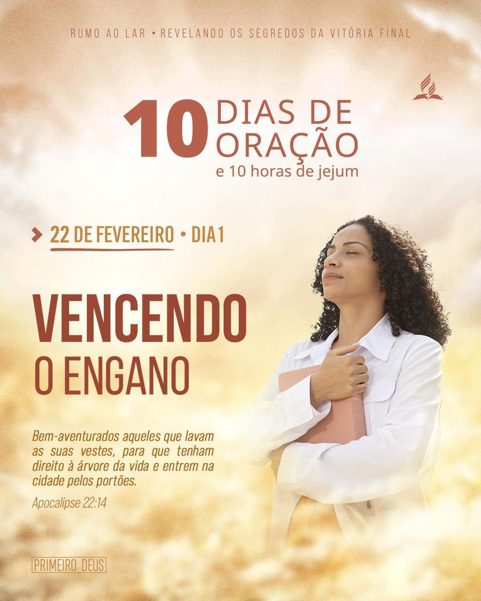 💬 *Dia 1 - #10DiasdeOração | Vencendo o engano*

O chamado de Deus para você hoje é de fidelidade à Sua Palavra. O inimigo tentará nos convencer de que as verdades de Deus não são tão importantes e que podemos substituir a revelação divina pelo raciocínio humano.