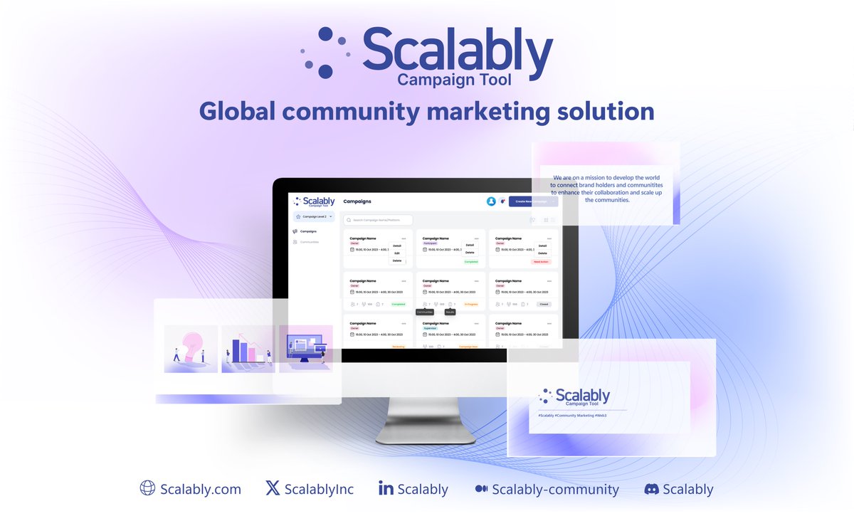 Scalably Campaign Tool, an innovative global community marketing platform for everyone 🌎 empowered by <a href="/ScalablyInc/">Scalably - CommunityTech startup</a>   
We are on a mission to develop the world to connect brand &amp; campaign owners and communities to enhance their collaboration and scale up the communities！
 Stay