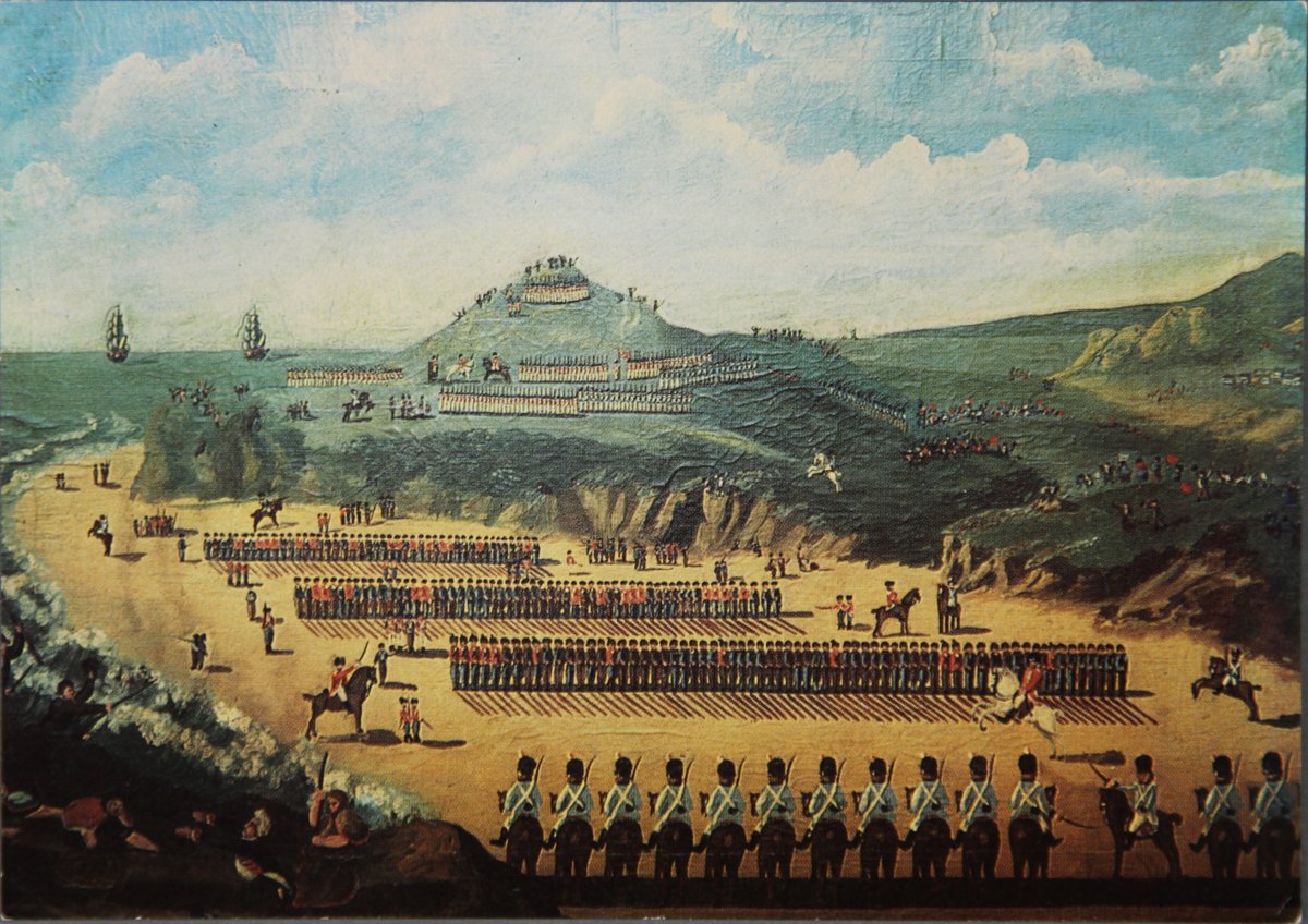 A postcard showing a contemporary painting of the French landing in 1797 at Carreg Gwasted, near Goodwick. Today marks 227 years since the most recent (and hopefully last!) time a hostile force has landed on mainland Britain.

📸HDX/740/1

#OnThisDay #Pembrokeshire #archiveswales