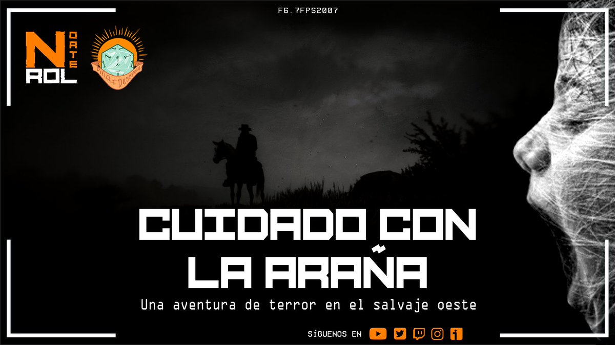 Esta noche a las 22:30h. estaremos en directo con un invitado muy especial, el señor @Master_Pifias que nos trae una partidita de terror en el Salvaje Oeste para el juego de rol #DeadofNight ; escrita por @SSesenra y titulada #CuidadoconlaAraña...Ganazas!!!!