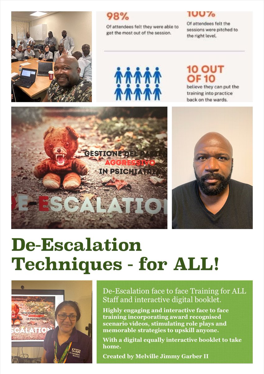 Really chuffed and humbled by the overwhelming positive feedback @westlondonnhs received for my original training programme - ‘De-escalation Techniques face to face training for ALL with Interactive Digital Booklet’ ( thanks @Harshil !) Exciting times ahead! Thanks for the…