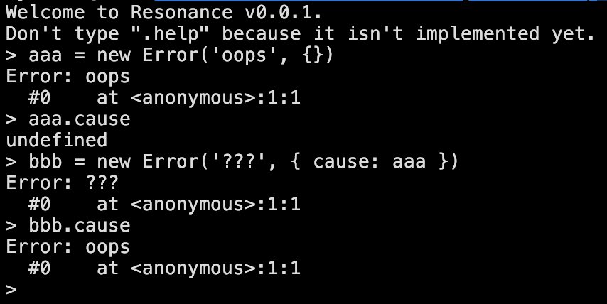 ClassicOldSong's tweet photo. `Error.cause` is now implemented in #ResonanceJS https://t.co/qjRCa7BUXS
