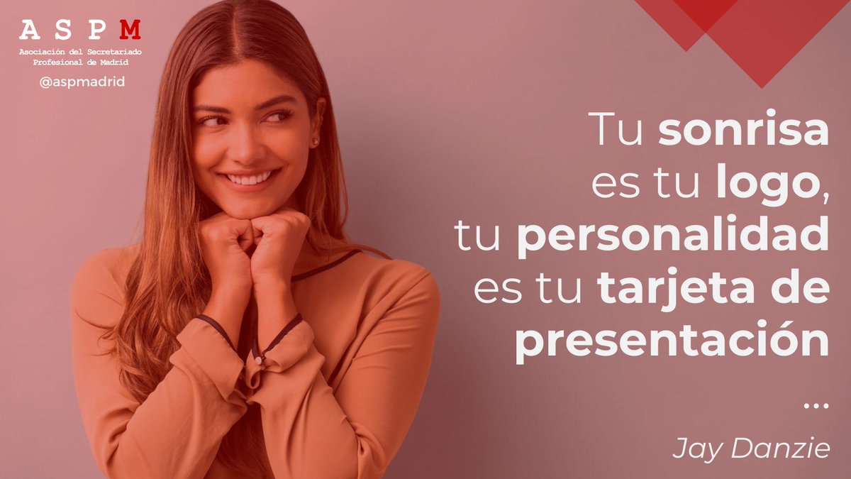 ASPMADRID's tweet photo. "Tu sonrisa es tu logo, tu personalidad es tu tarjeta de presentación. La forma en que haces sentir a los demás después de vivir una experiencia contigo se convierte en tu marca registrada." Jay Danzie

¿Qué te parece?
Comparte si te gusta.

#ASPM #secretaria #asistente https://t.co/4sizvHXyiw