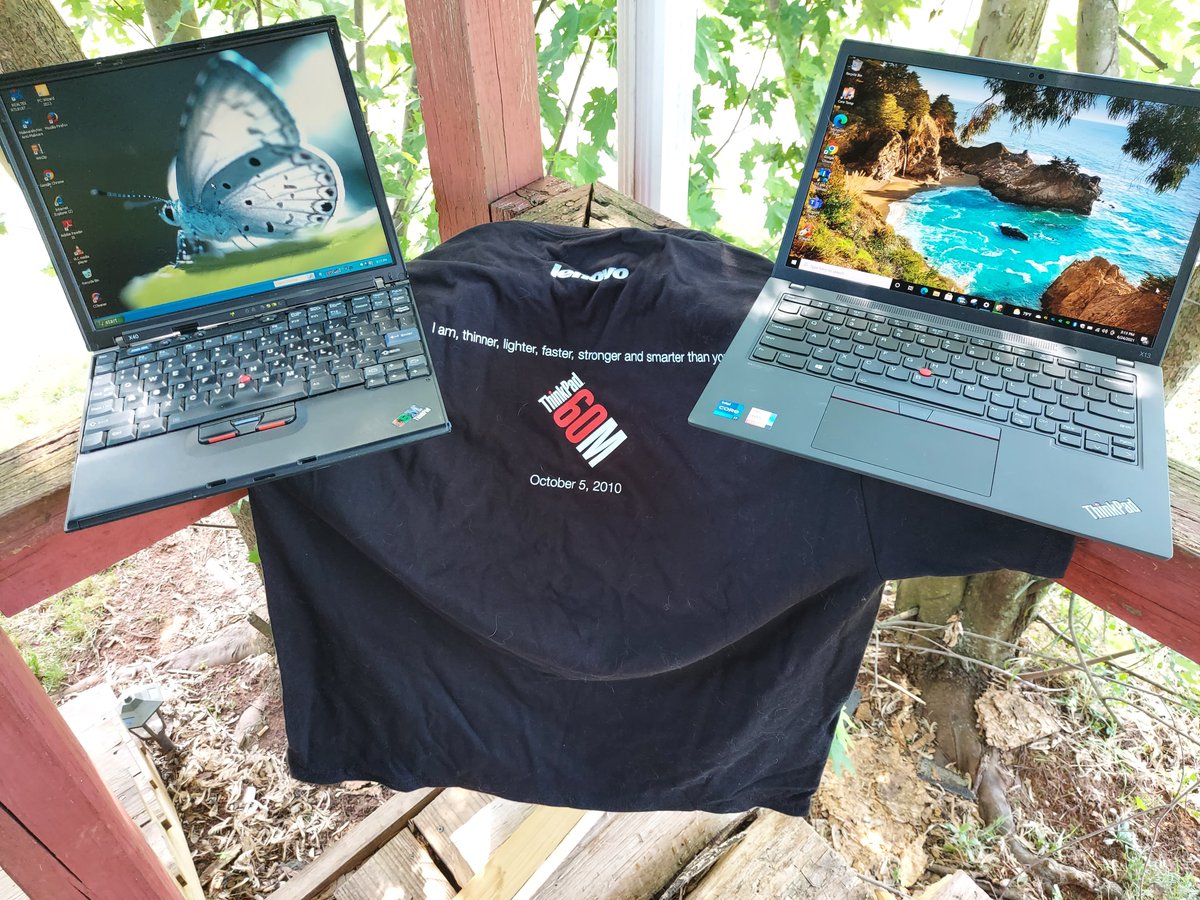 topmahof's tweet photo. For #ThinkPadThursday I have from old to new. #ThinkPadX40 and a #ThinkPadX13 #LenovoIN https://t.co/mUnrbIsI5K