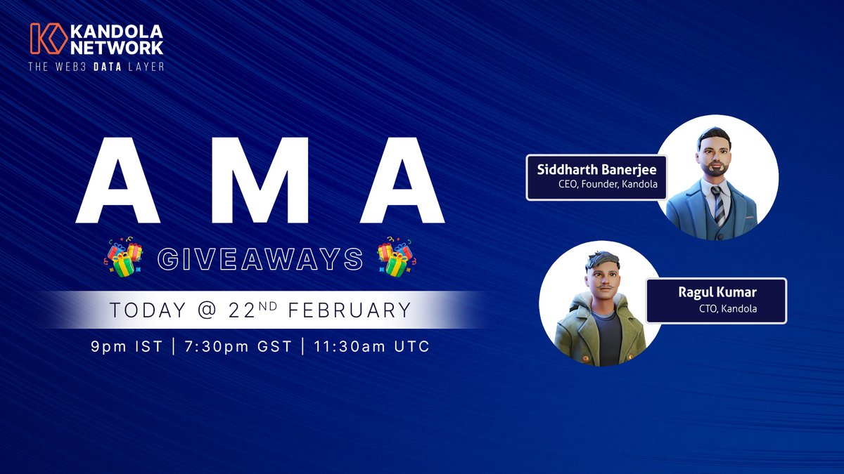 Data3.Network (@kandolanetwork) on Twitter photo Mark your calendars📅 for AMA + Giveaways !!
Catch team <a href="/KandolaNetwork/">Data3.Network</a> in action 🚀
We are launching the biggest database-as-a-service marketplace on 1st Mar 2024
Tune in 🎙️ X Spaces - x.com/i/spaces/1PlKQ…
Top 3 questions each win $50 of $Kan Airdropped to your wallets Mark your calendars📅 for AMA + Giveaways !!
Catch team <a href="/KandolaNetwork/">Data3.Network</a> in action 🚀
We are launching the biggest database-as-a-service marketplace on 1st Mar 2024
Tune in 🎙️ X Spaces - x.com/i/spaces/1PlKQ…
Top 3 questions each win $50 of $Kan Airdropped to your wallets