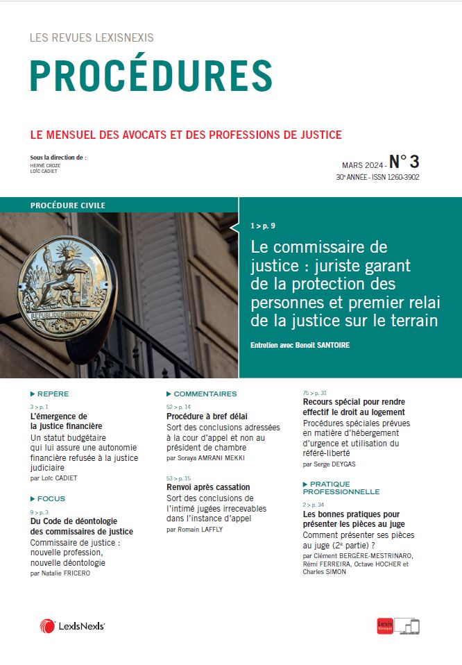 @RevueProcedures - Voici la Une de Mars 2024 - N° 3 - #Commissairesdejustice #Appel #Pièces