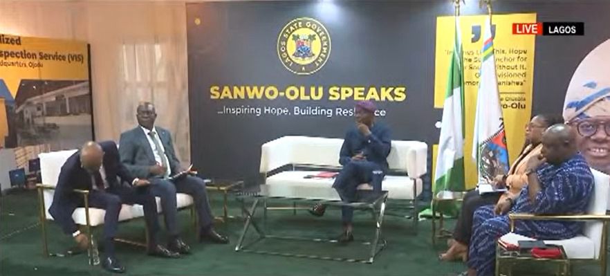 We are now live with Governor Babajide Sanwo-Olu at Media Chat event! 

You can join via Channels, AriseTv, TVC, LTV, EkoFM …

#SanwoSpeaks
#LagosCares