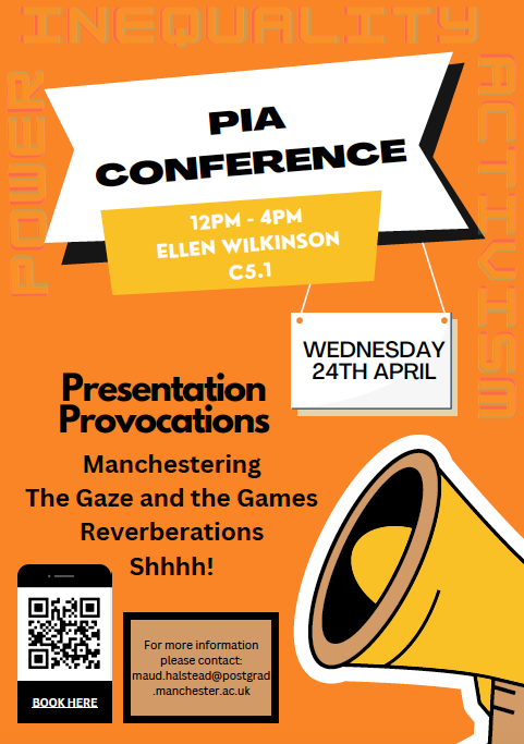 The Power Inequality and Activism Conference is happening on Wednesday 24th April! Scan to QR code to register.