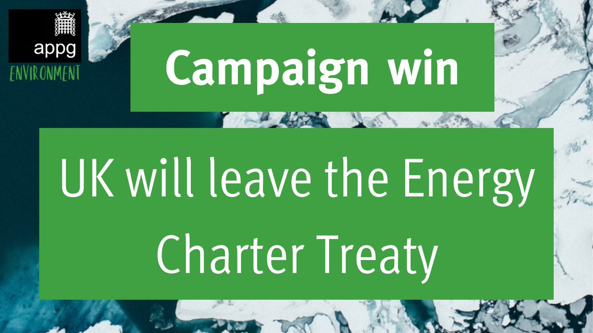 Exciting news! 🎉

The UK will quit the Energy Charter Treaty, an outdated deal allowing fossil fuel companies to sue govts that restrict their activities 

We campaigned hard to #LeaveECT and welcome this bold decision from @ClaireCoutinho + @grahamstuart