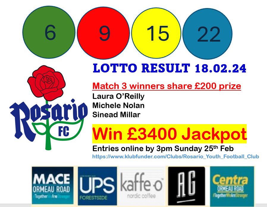 Our Lotto jackpot has gotten all the way to £3,400 - is this the week we have another big winner? All we know is that it won’t be you if you don’t sign up at klubfunder.com/Clubs/Rosario_…