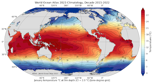 The new World Ocean Atlas 2023 is officially released 👉ncei.noaa.gov/products/world… The NCEI’s Ocean Climate Laboratory (OCL) has released the full World Ocean Atlas 2023 (WOA23) Global Climatologies of Temperature, Salinity, Dissolved Oxygen, and Inorganic Nutrients.