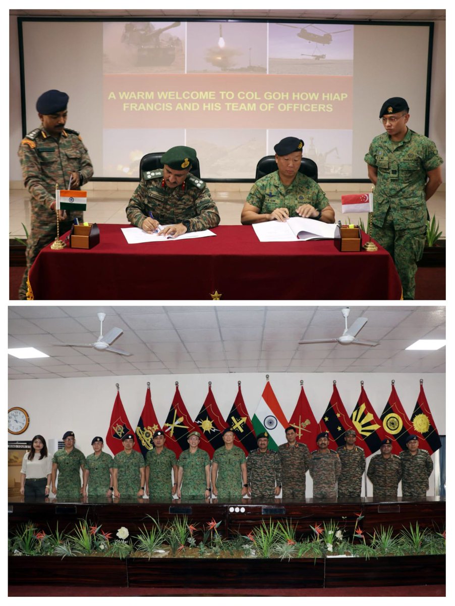 “𝐄𝐱𝐞𝐫𝐜𝐢𝐬𝐞 𝐀𝐆𝐍𝐈 𝐖𝐀𝐑𝐑𝐈𝐎𝐑 2024”

Seven member #SingaporeArmedForces delegation visits #SchoolOfArtillery, Devlali for
#InitialPlanningConference to conduct #BilateralExercise with #IndianArmy scheduled later this year. 

#MilitaryDiplomacy
#SchoolOfArtillery…