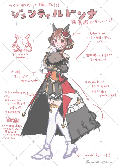 ジェンティルドンナの勝負服がかわいすぎたのでライブ拡大しながら描いたrkgk
 #ウマ娘 #ジェンティルドンナ 