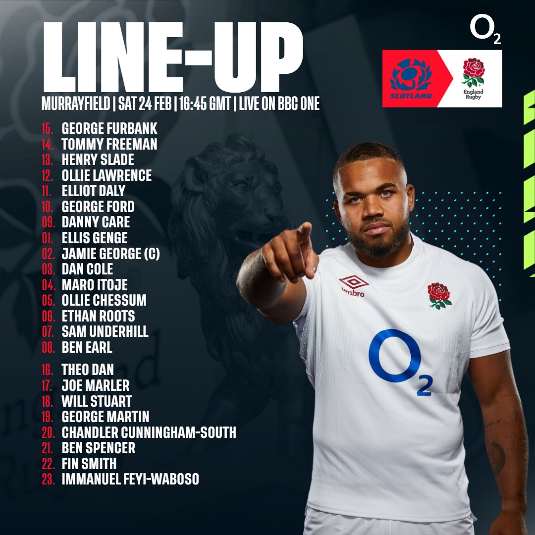 EnglandRugby's tweet photo. Team line-up confirmed! 🌹

Here's your squad for Saturday's #SCOvENG Calcutta Cup clash 

#WearTheRose | @O2 | #GuinnessM6N