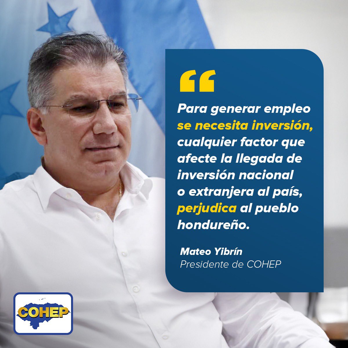 COHEPHonduras's tweet photo. #HondurasPrimeroSiempre Consideraciones del Presidente de COHEP para la generación de empleo @myibrin ⤵️⤵️🇭🇳 #MasEmpleo #MasInversion https://t.co/xiV6p9AnoV