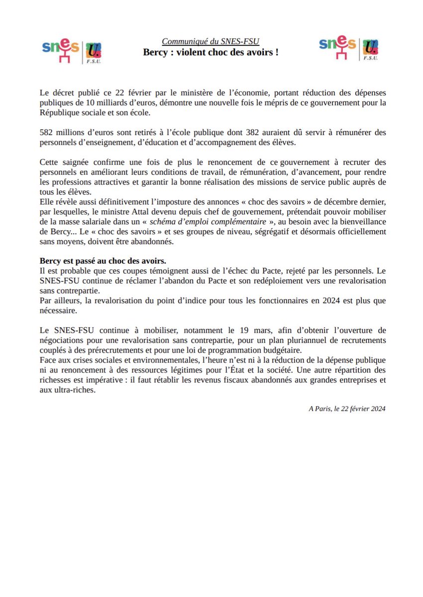 SVenetitay's tweet photo. Gabriel Attal, à son arrivée à Matignon "je réaffirme l'Ecole comme la mère de nos batailles à qui je donnerai tous les moyens nécessaires pour réussir"
4 semaines plus tard, 582 millions d'euros en moins pour l'Ecole publique. 🤡😡
https://t.co/Qmjn9ndZC4 https://t.co/FNvtI2aYtj
