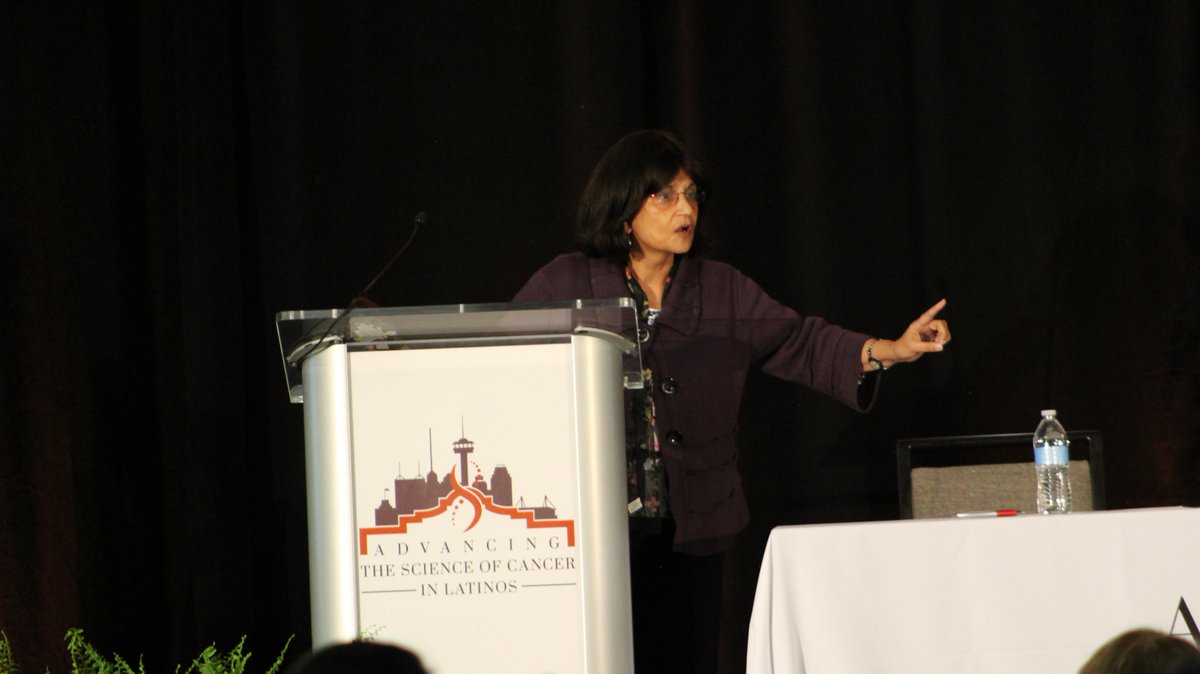 SaludAmerica's tweet photo. "If you are in poverty the last thing you're thinking about is your health," Dr. Shobha Srinivasan at @theNCI said during an ASCL discussion on poverty and its impact on cancer care. #LatinoCancer2024 #latinos #Cancer #CancerCare #Poverty https://t.co/EZ2dW2e4gW