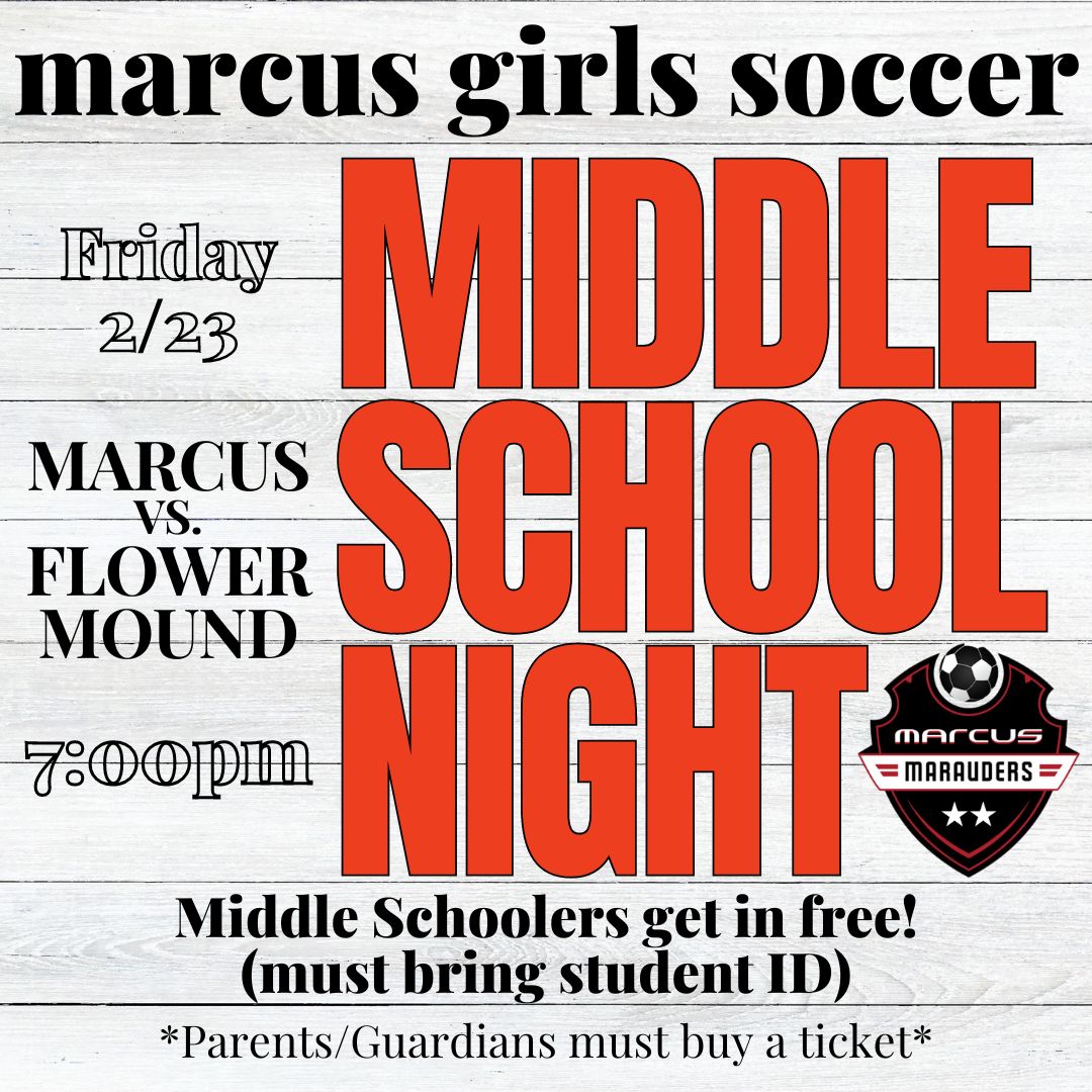 Mound Showdown Round 2 and Middle School Night are TOMORROW!

We'd like to invite all of our Lamar, Briarhill, and Downing 6th-8th graders into the game for free (Must wear student ID). Join us on the field before the game to join in team introductions & a group photo! #MMFCG