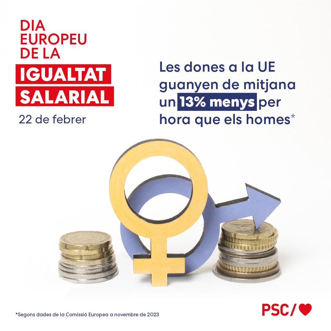 JAPerezPSC_SQV's tweet photo. #DiaEuropeuDeLaIgualtatSalarial
Mateixa feina, mateix salari
Les dones a la UE guanyen de mitjana un 13% menys per hora que el homes
#PSCSQV
#PSCSantQuirze
#SantQuirzeSocialista https://t.co/gpwMrFgpGL