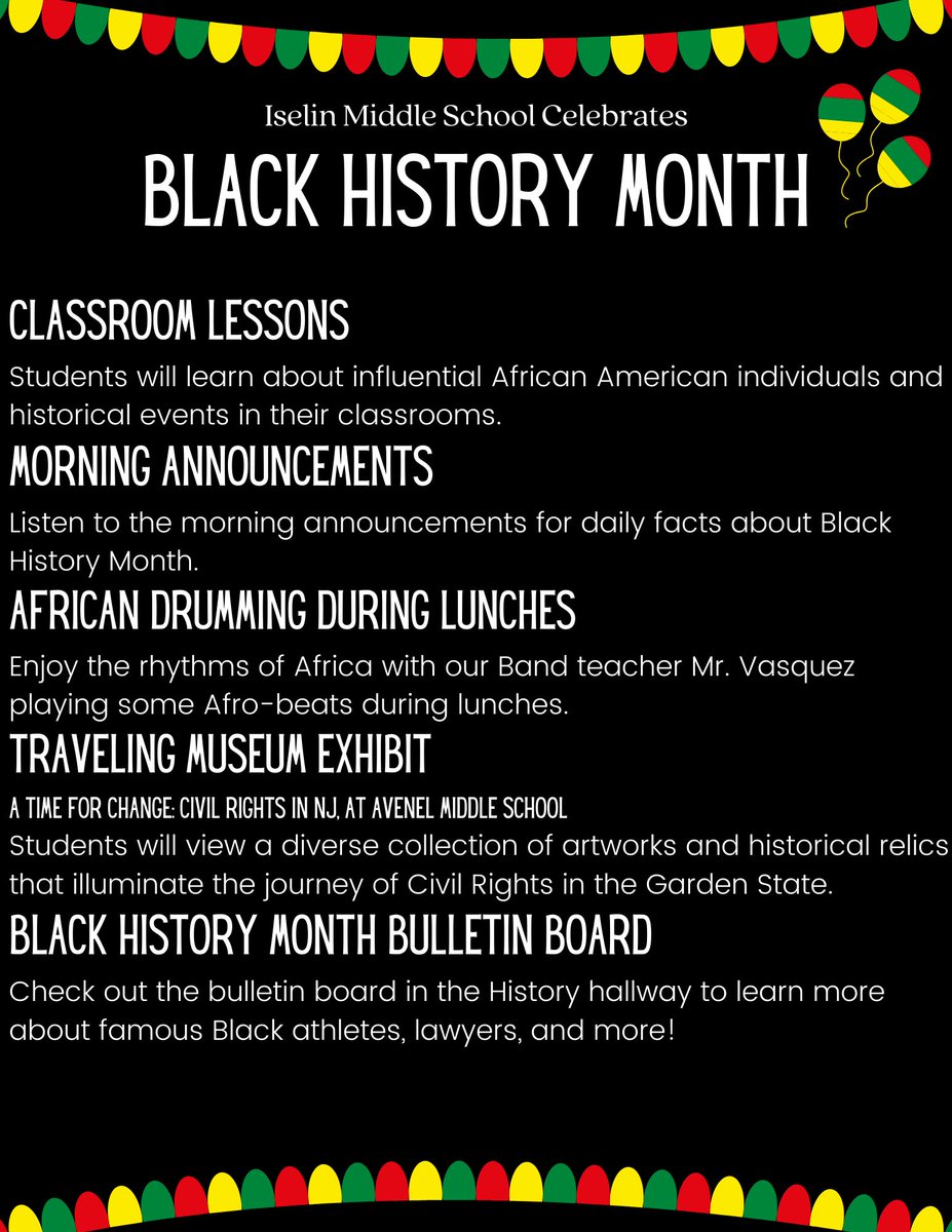 We're thrilled for our students to be inspired by the countless remarkable African Americans, both from history and today, whose invaluable contributions enrich and shape our diverse nation. @IselinMiddle