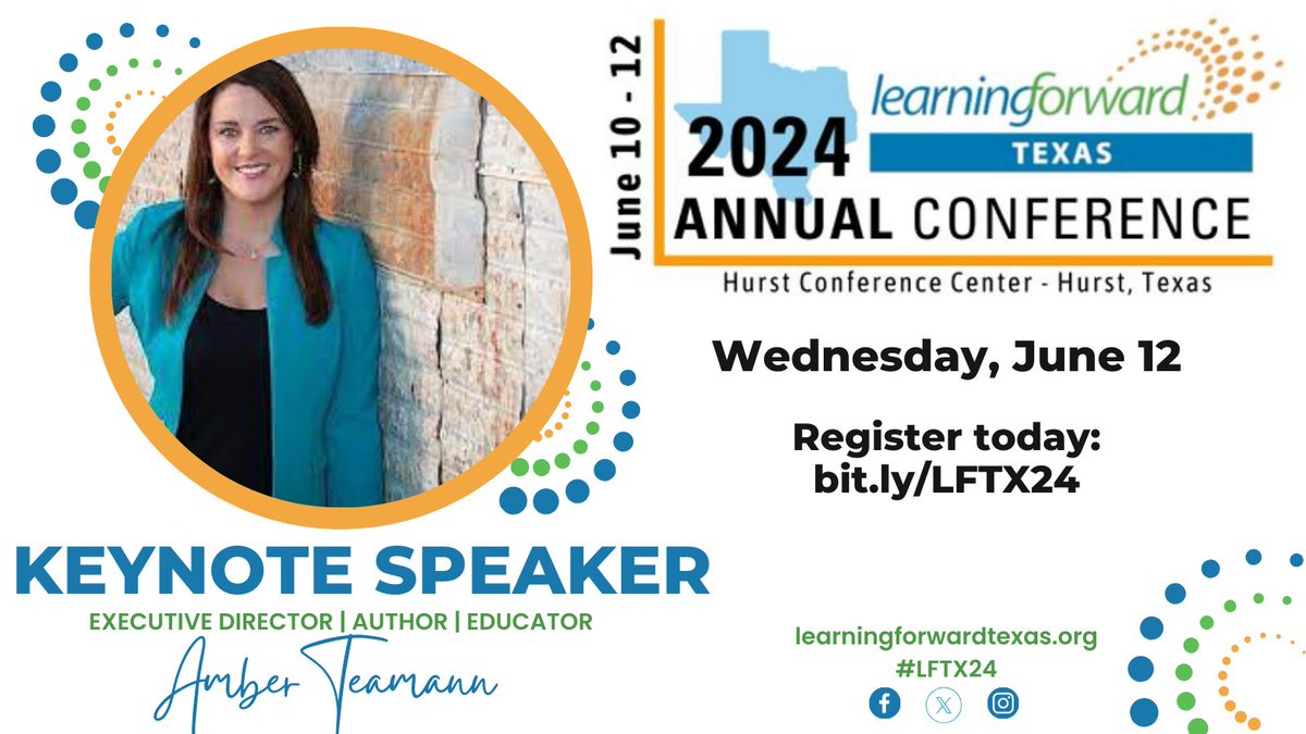 Excitement overload! Amber Teamann is the closing keynote for the Learning Forward Texas Conference. Early Bird Registration closes on March 1. @8Amber8 #LFTX #LFTXLearns #LFTX24 #Lftx2024 Register today: bit.ly/LFTX24