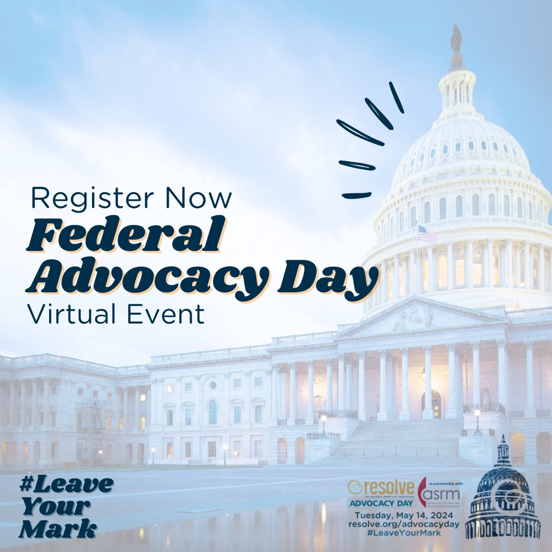 resolveorg's tweet image. Do you want to keep #IVF legal across the US? RESOLVE does.  #LeaveYourMark on lawmakers and join us for this year's virtual Federal Advocacy Day ➡️ resolve.org/events/advocac…

Advocacy Day is in partnership with @ASRM_org 
#LeaveYourMark2024 #IFAdvocacy #AccesstoCare