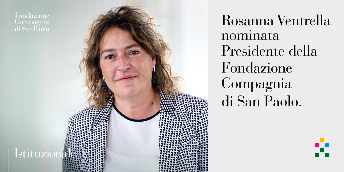 Il Consiglio Generale ha nominato oggi all’unanimità Rosanna Ventrella Presidente della Fondazione della Compagnia di San Paolo ed Enrico Filippi Vicepresidente.

🔗 compagniadisanpaolo.it/it/news/rosann…