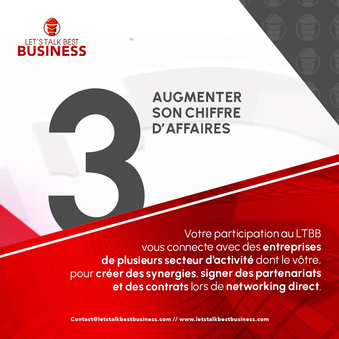 INFOS ET INSCRIPTIONS : my.weezevent.com/lets-talk-best….

#MAIL  : contact@letstalkbestbusiness.com