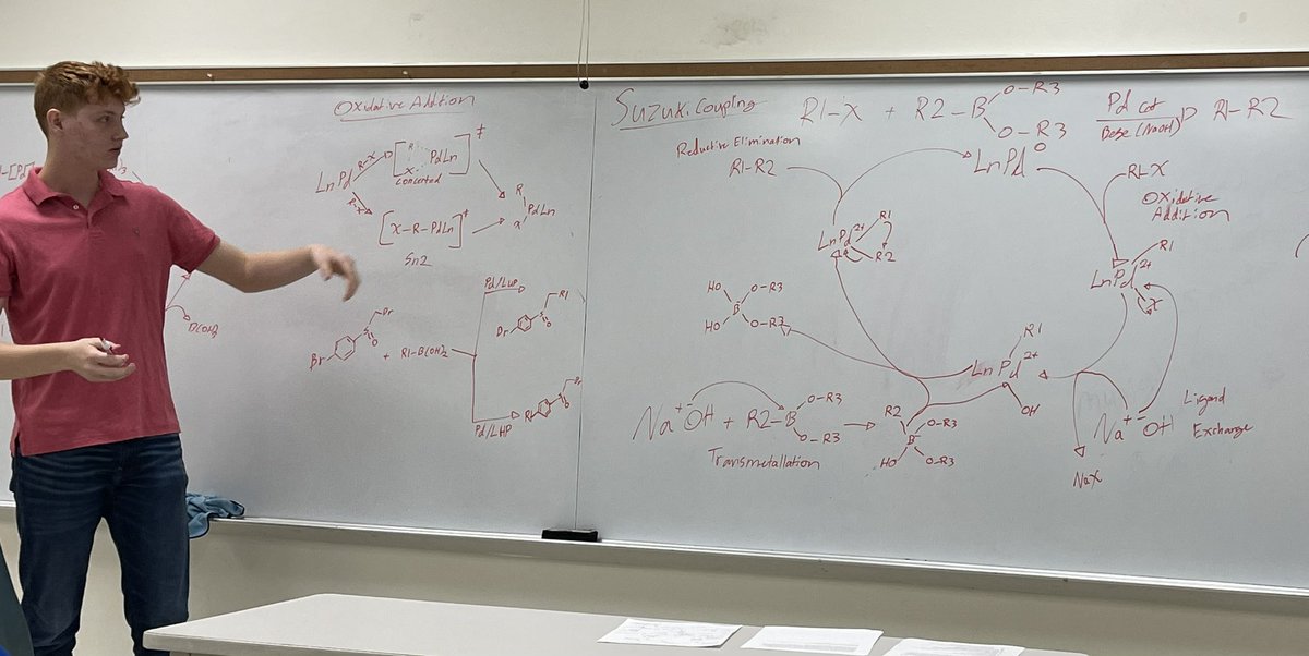Mark Anthony Olson (@mark_a_olson) on Twitter photo Undergraduate researcher, <a href="/CaJackson193/">Charles Jackson</a> gave us a fantastic at-the-board group meeting on Suzuki Couplings, including a look at two mechanisms for the oxidative addition step. #Chemistry #Science #ChemTwitter #AcademicTwitter Undergraduate researcher, <a href="/CaJackson193/">Charles Jackson</a> gave us a fantastic at-the-board group meeting on Suzuki Couplings, including a look at two mechanisms for the oxidative addition step. #Chemistry #Science #ChemTwitter #AcademicTwitter